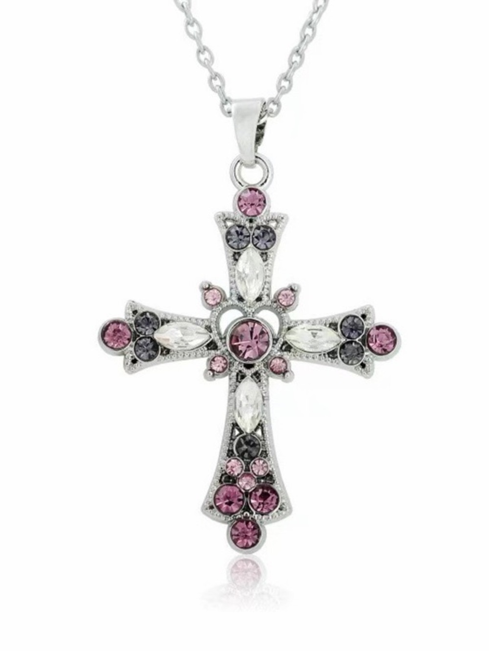 Boho Crystal Cross Necklace | Gothic Y2K Statement Necklace New | Gift